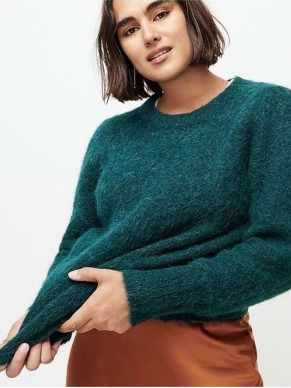 NWT J.Crew Alpaca-Merino Wool Blend Puff-Sleeve Crewneck Sweater Holiday party